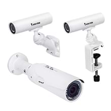 With fixed-focal, vari-focal, and remote focus lenses, bullet IP cameras use WDR and SNV technology to capture high quality video even in high contrast and low light environments. 